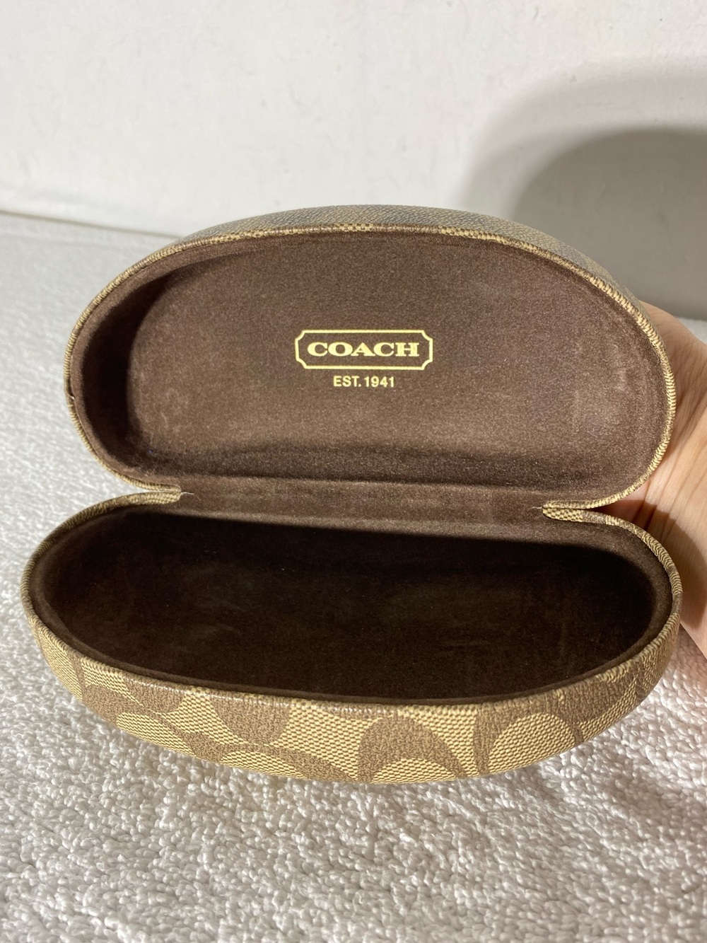 Coach Hard Clamshell Glasses Case W Brown Tan Monogram Pattern Y2K